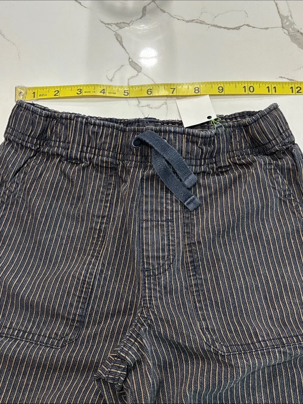 Gymboree Boys Black Tan Pinstripe 100% Cotton Bermuda Casual Shorts Size 8